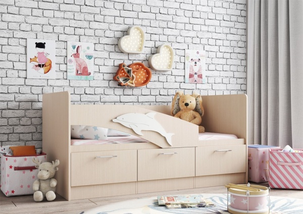 Детская Кровать Дельфин-5 с Ящиками ЛДСП