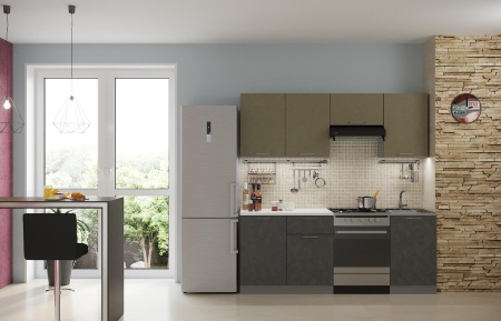 Кухонный Гарнитур Олива Бетон МДФ 1600/1700/1800/2000/2100 мм